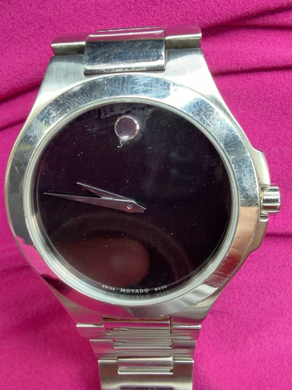 Movado Swiss Stainless Steel Black Dial Watch